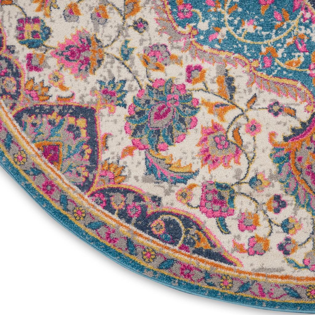 Nourison Home Passion PSN22 Ivory Multicolor Indoor Round Area Rug - Transitional Power Loomed Machine Made Medium Pile