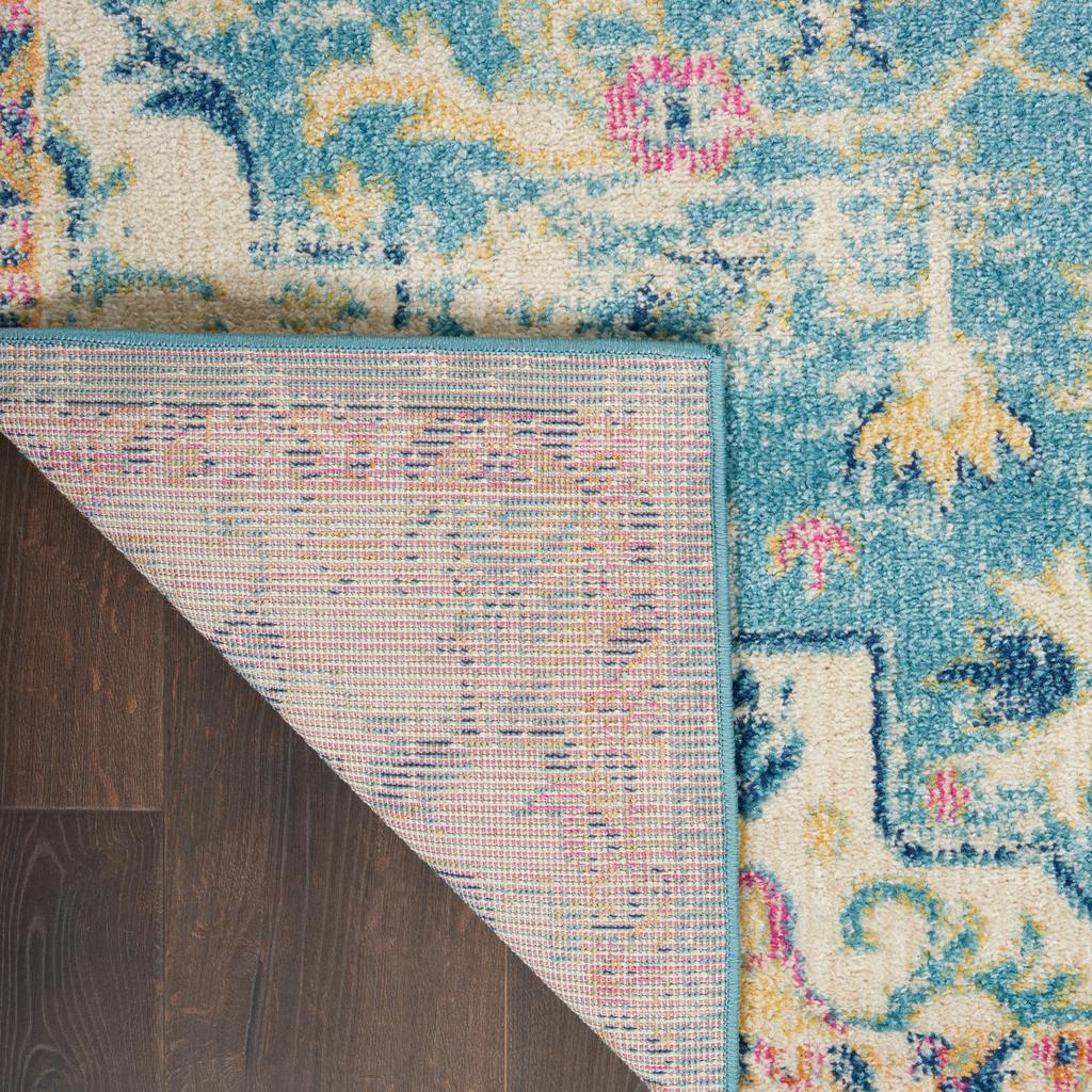 Nourison Home Passion PSN25 Ivory Light Blue Indoor Runner - Bohemian Power Loomed Machine Made Medium Pile