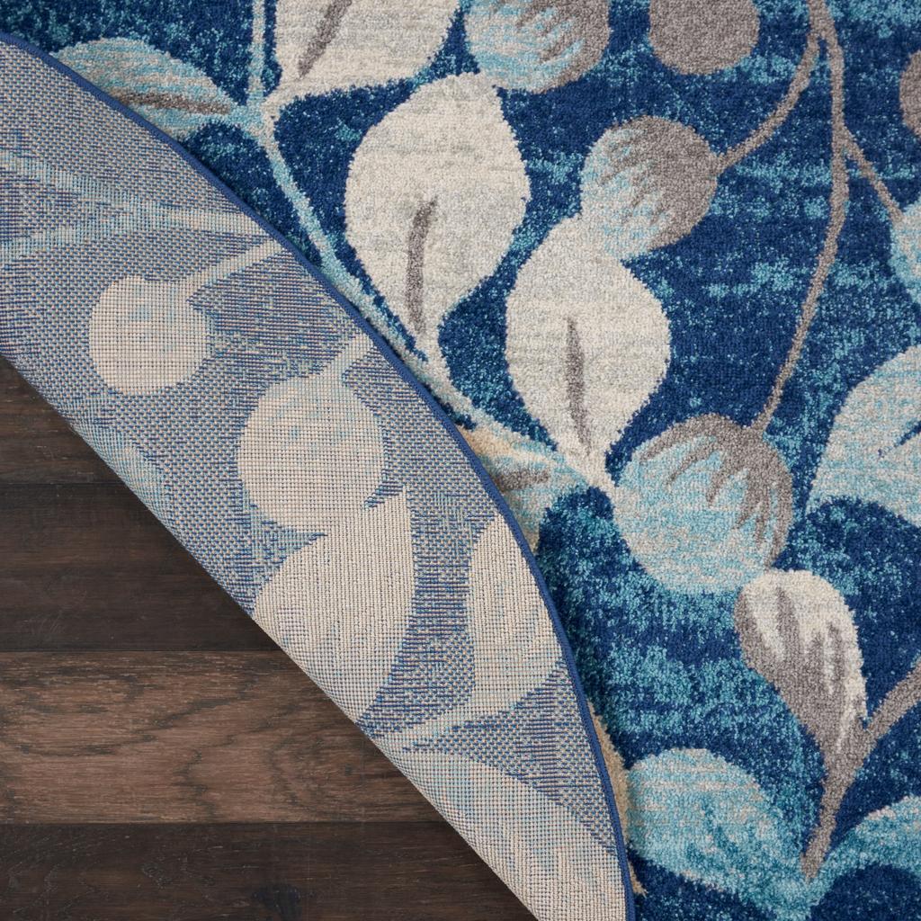 Nourison Home Tranquil TRA03 Navy Indoor Round Area Rug - Farmhouse Power Loomed Machine Made Medium Pile