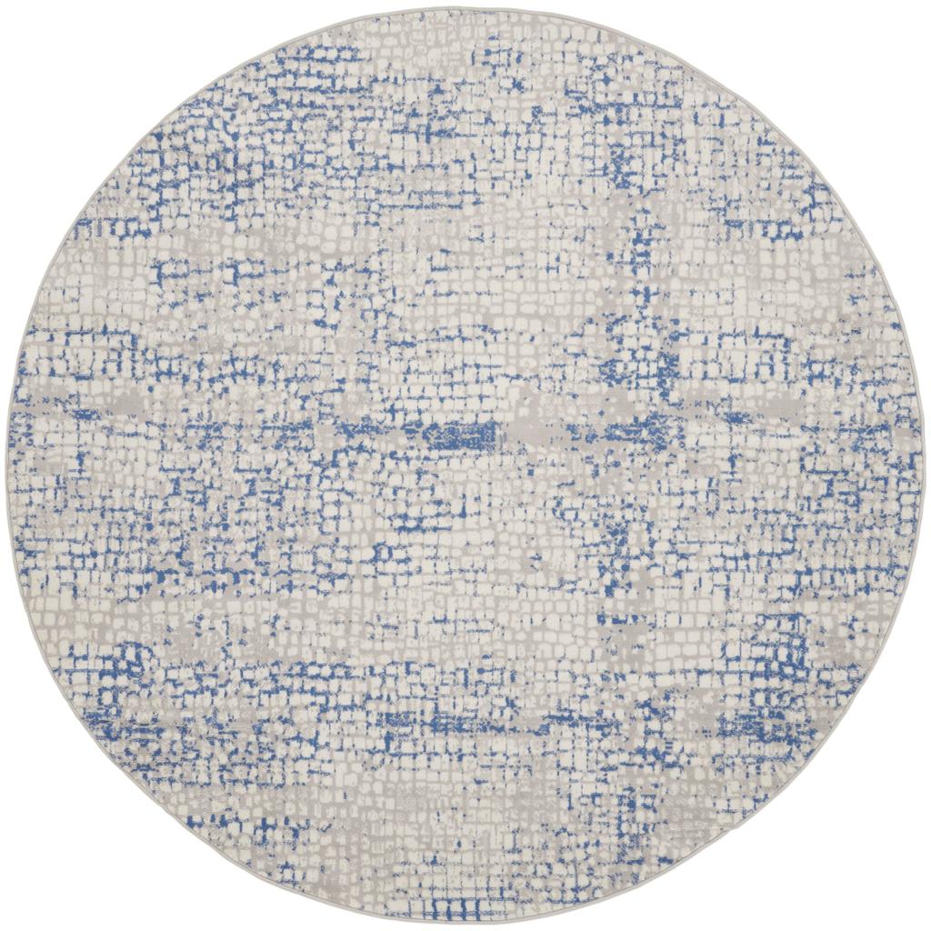 Nourison Home Whimsicle WHS07 Grey Blue Indoor Round Area Rug - Modern Power Loomed Machine Made Low Pile