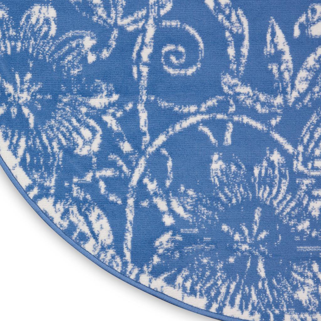 Nourison Home Whimsicle WHS05 Blue Indoor Round Area Rug - Farmhouse Power Loomed Machine Made Low Pile