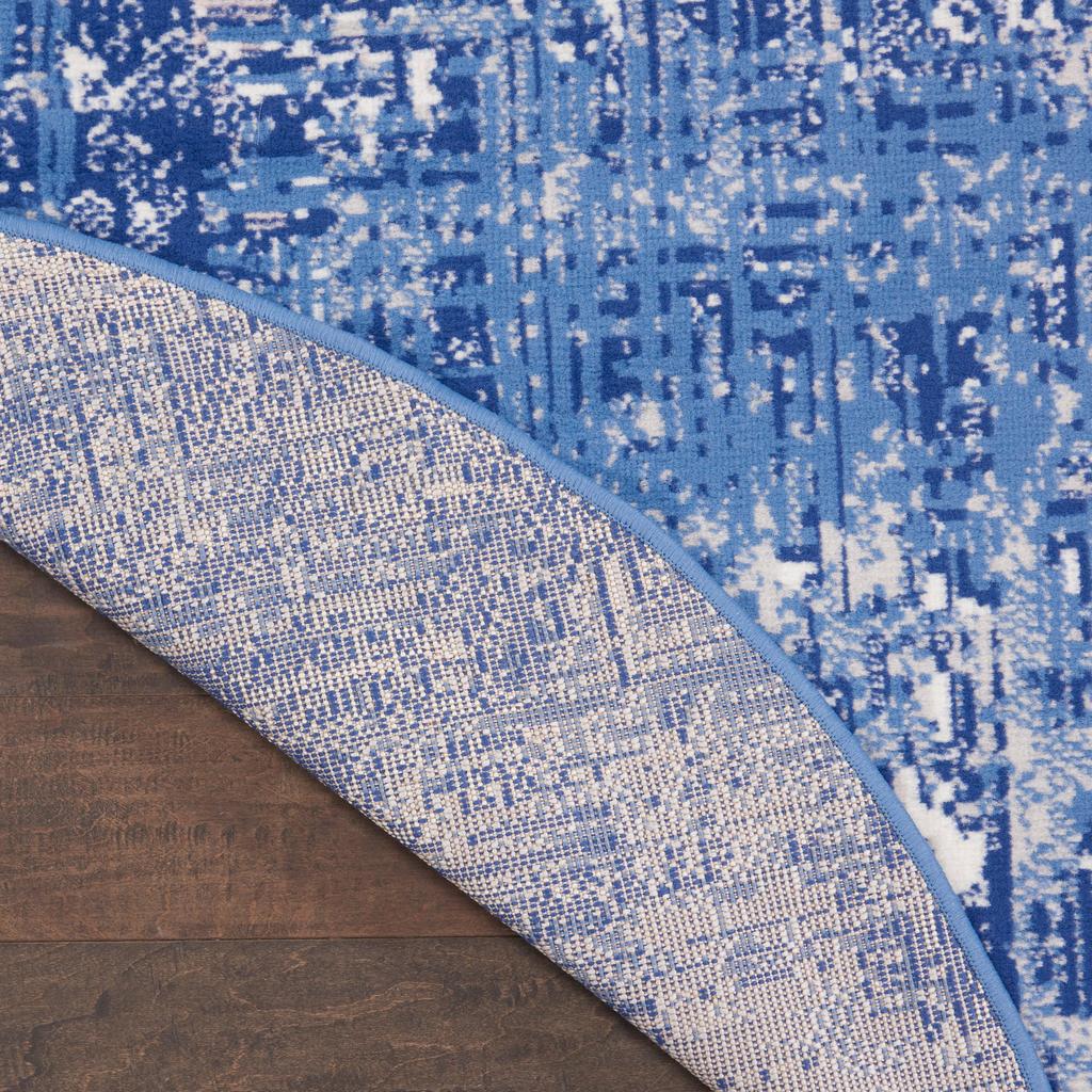 Nourison Home Whimsicle WHS08 Blue Ivory Indoor Round Area Rug - Modern Power Loomed Machine Made Low Pile