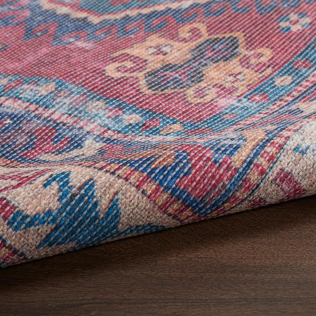 Nourison Home New Concept Washables SR105 Red Navy Indoor Rectangle Area Rug - Vintage Machine Woven Machine Made Low Pile