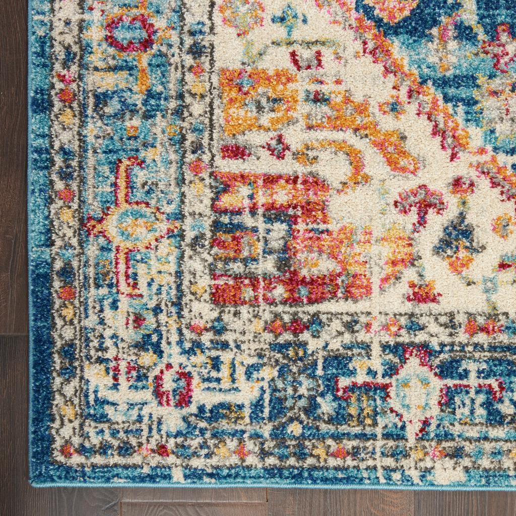 Nourison Home Passion PSN23 Ivory Light Blue Indoor Runner - Bohemian Power Loomed Machine Made Medium Pile