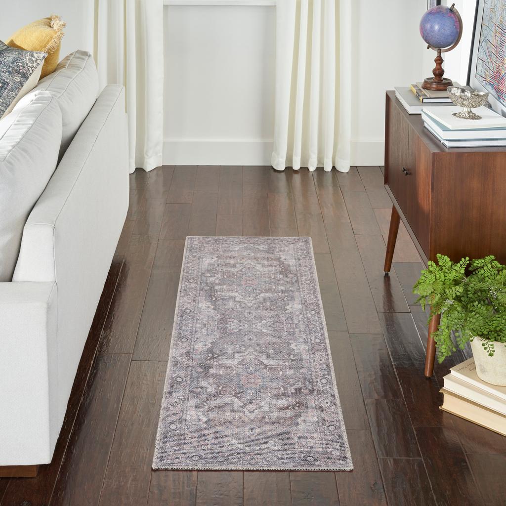 Nourison Home New Concept Washables SR101 Grey Indoor Runner - Vintage Machine Woven Machine Made Low Pile