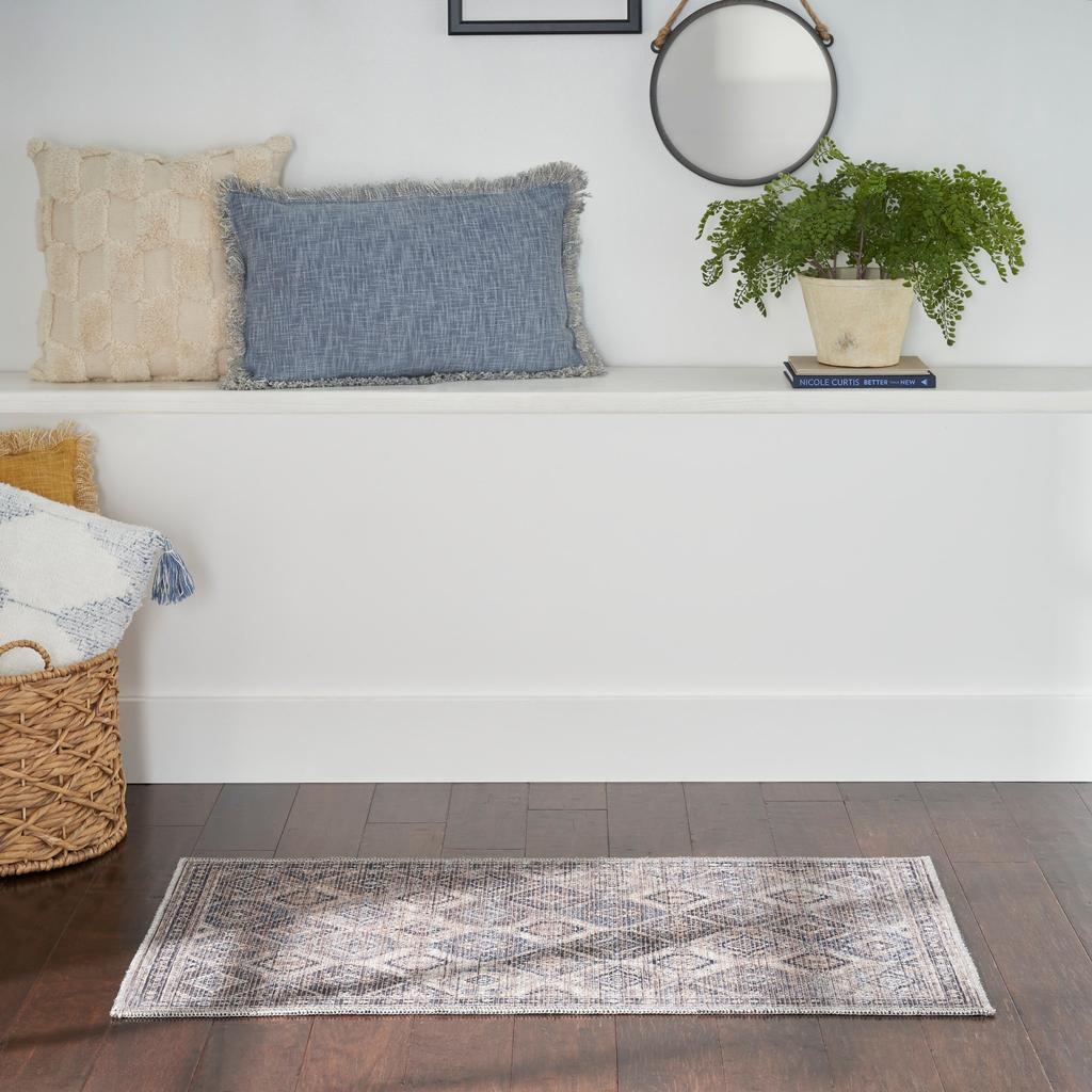 Nourison Home New Concept Washables SR103 Ivory Latte Indoor Rectangle Area Rug - Vintage Machine Woven Machine Made Low Pile