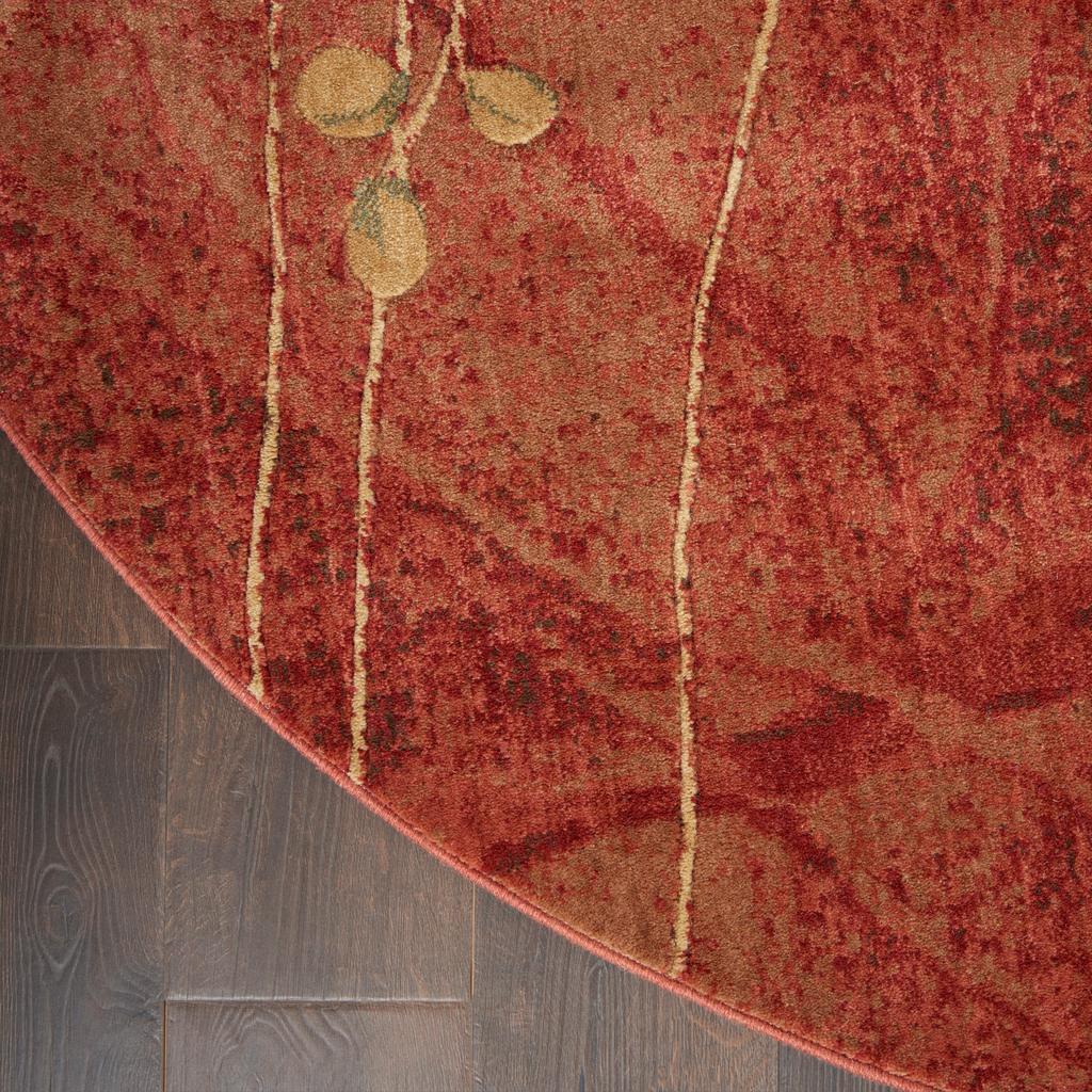 Nourison Home Somerset ST74 Red Flame Indoor Round Area Rug - Rustic Power Loomed Machine Made Medium Pile