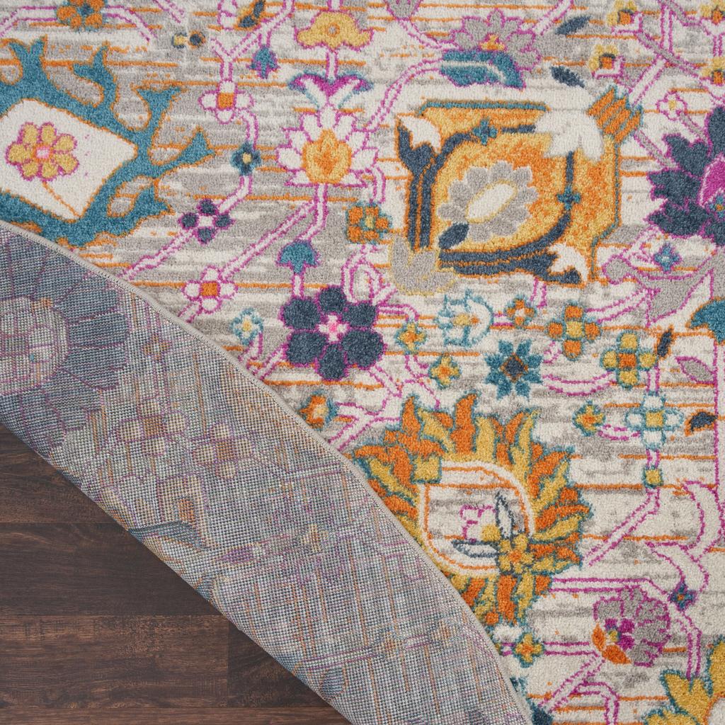 Nourison Home Passion PSN01 Pink and Grey Silver Indoor Round Area Rug - Bohemian Power Loomed Machine Made Medium Pile