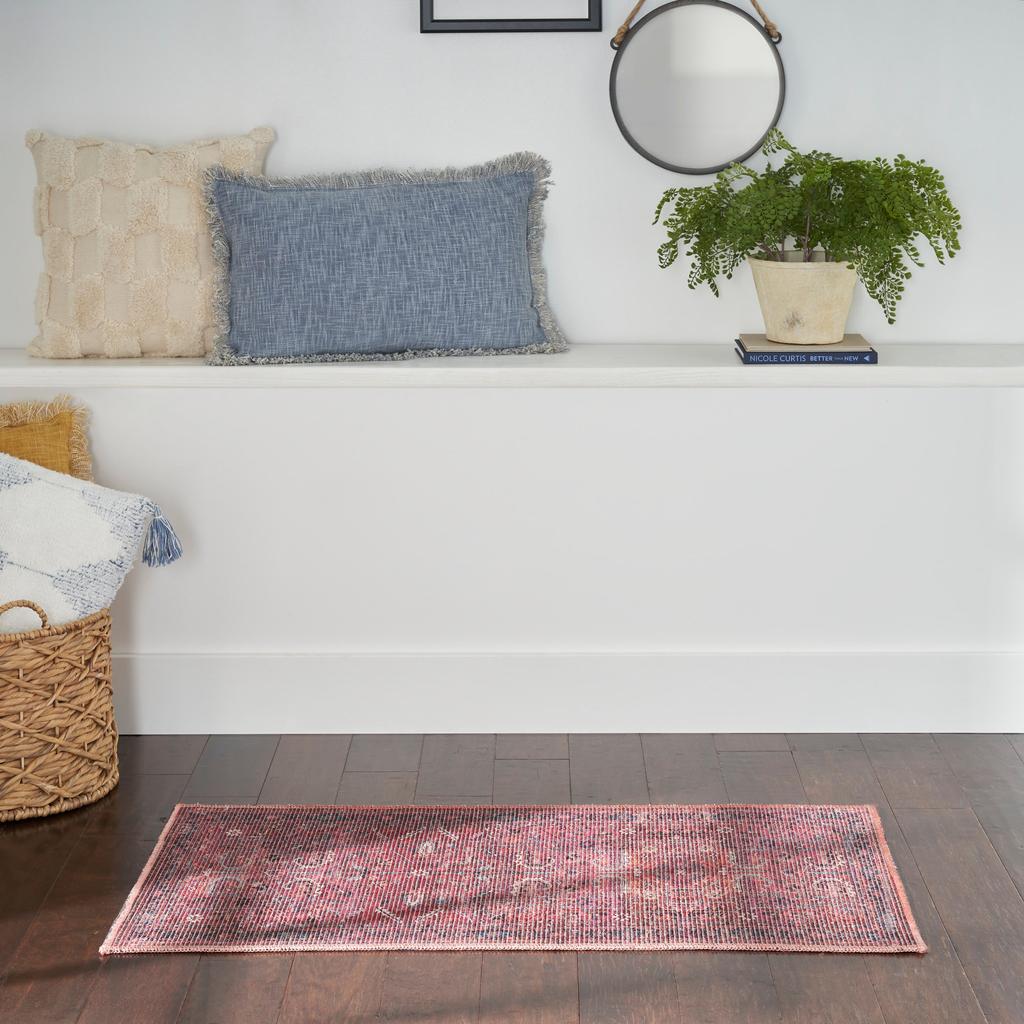 Nourison Home New Concept Washables SR102 Brick Indoor Rectangle Area Rug - Vintage Machine Woven Machine Made Low Pile