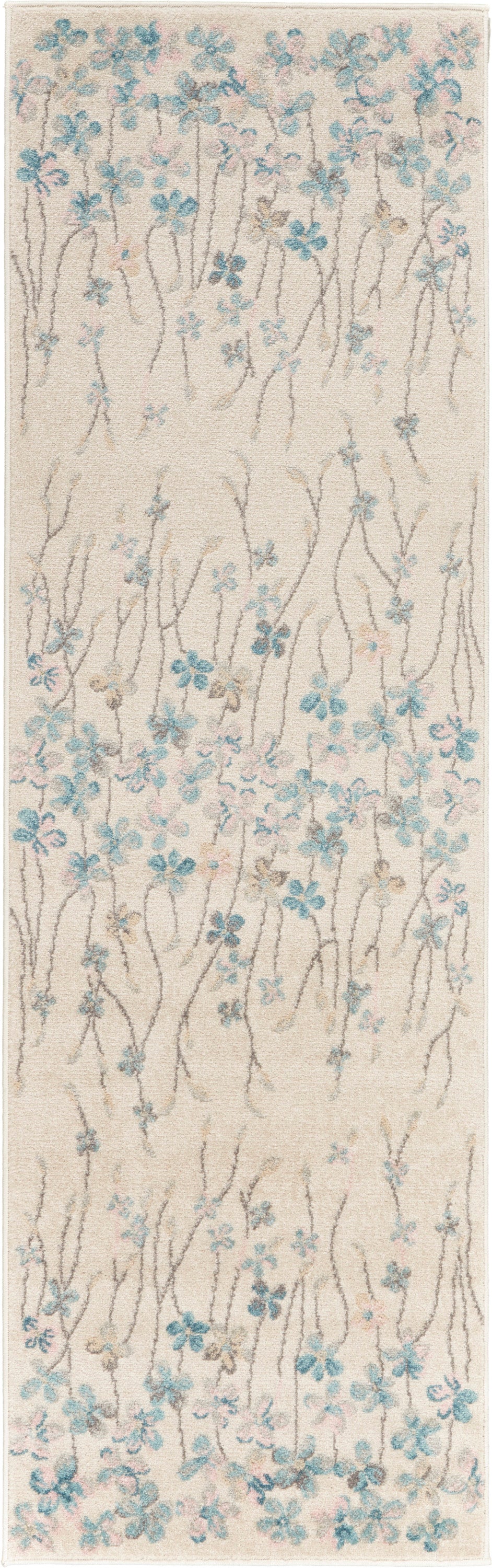 Nourison Home Tranquil TRA04 Ivory Indoor Runner - Contemporary Power Loomed Machine Made Medium Pile