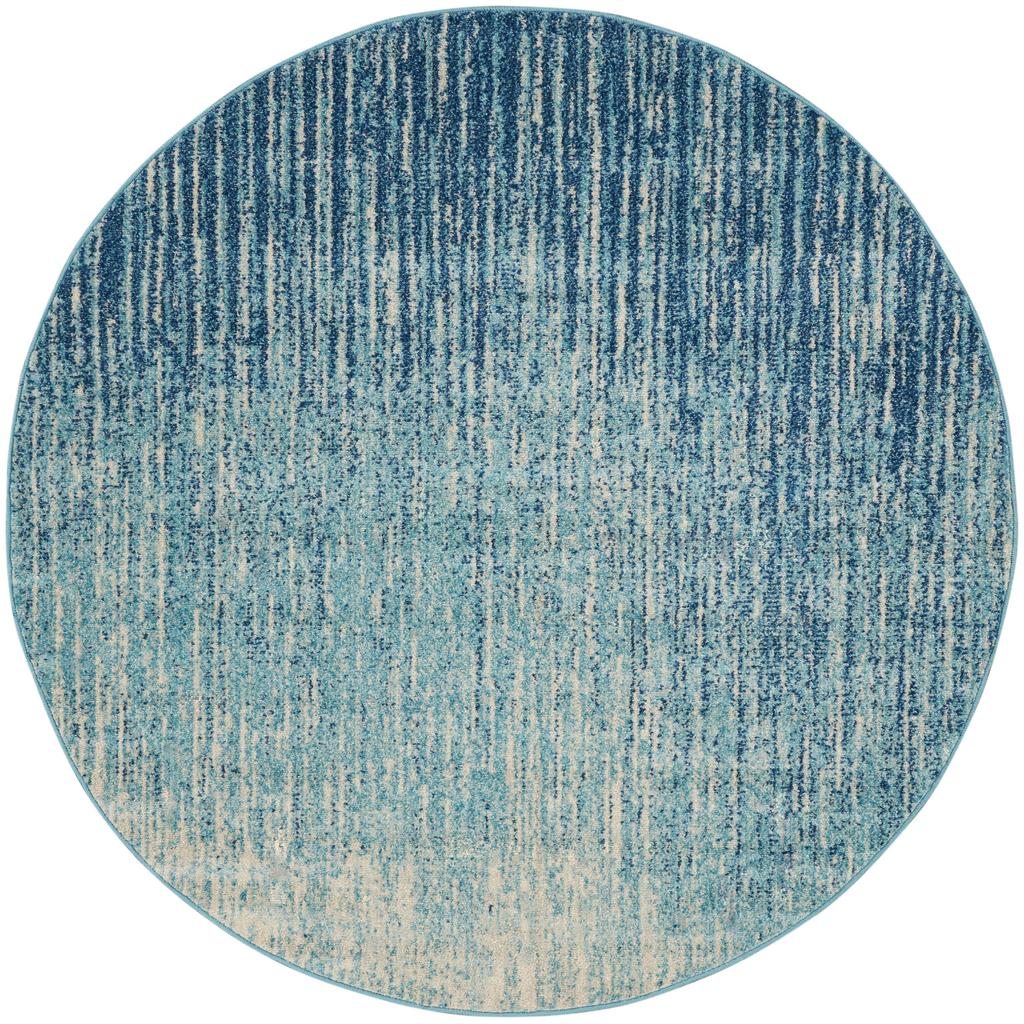 Nourison Home Passion PSN09 Navy Light Blue Navy/Light Blue Indoor Round Area Rug - Modern Power Loomed Machine Made Medium Pile