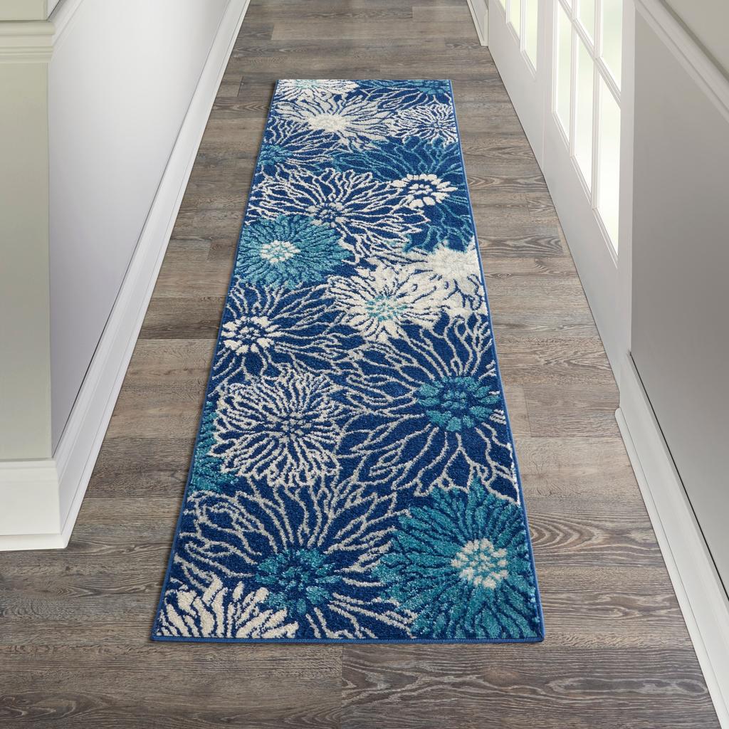 Nourison Home Passion PSN17 Navy Ivory Indoor Runner - Contemporary Power Loomed Machine Made Medium Pile