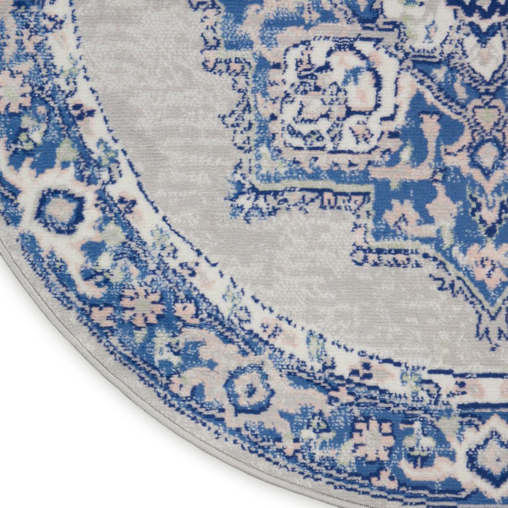 Nourison Home Whimsicle WHS03 Grey Blue Indoor Round Area Rug - Farmhouse Power Loomed Machine Made Low Pile