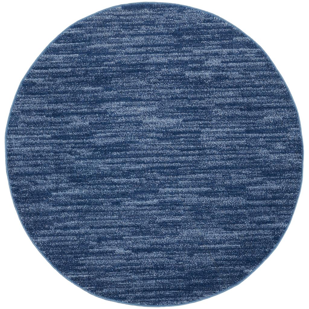 Nourison Home Nourison Essentials NRE01 Navy Blue Indoor/Outdoor Round Area Rug - Outdoor Power Loomed Machine Made Low Pile