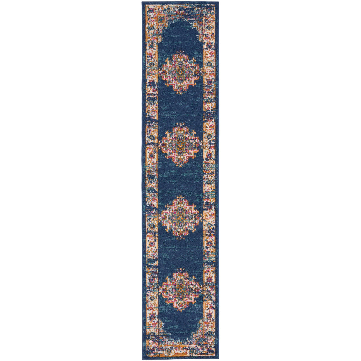 Nourison Home Passion PSN03 Navy Indoor Runner - Vintage Power Loomed Machine Made Medium Pile