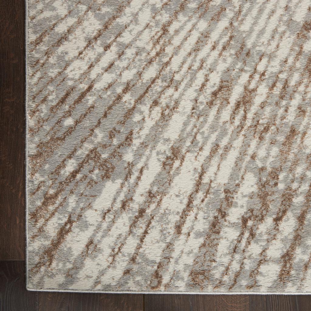 Nourison Home Glow MTL01 Grey Mocha Indoor Rectangle Area Rug - Glam Power Loomed Machine Made Medium Pile