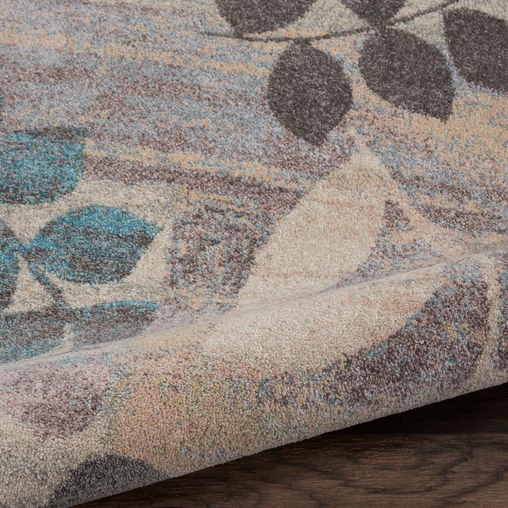 Nourison Home Tranquil TRA01 Ivory Blue Ivory/Light Blue Indoor Round Area Rug - Farmhouse Power Loomed Machine Made Medium Pile