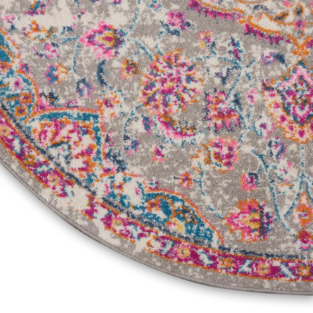 Nourison Home Passion PSN22 Grey Multicolor Indoor Round Area Rug - Transitional Power Loomed Machine Made Medium Pile