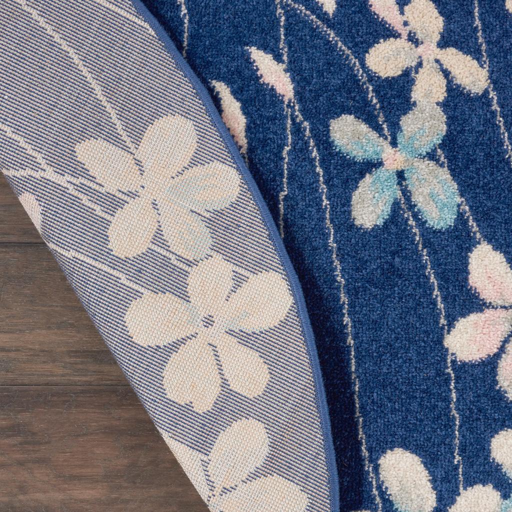 Nourison Home Tranquil TRA04 Navy Blue Navy Indoor Round Area Rug - Contemporary Power Loomed Machine Made Medium Pile