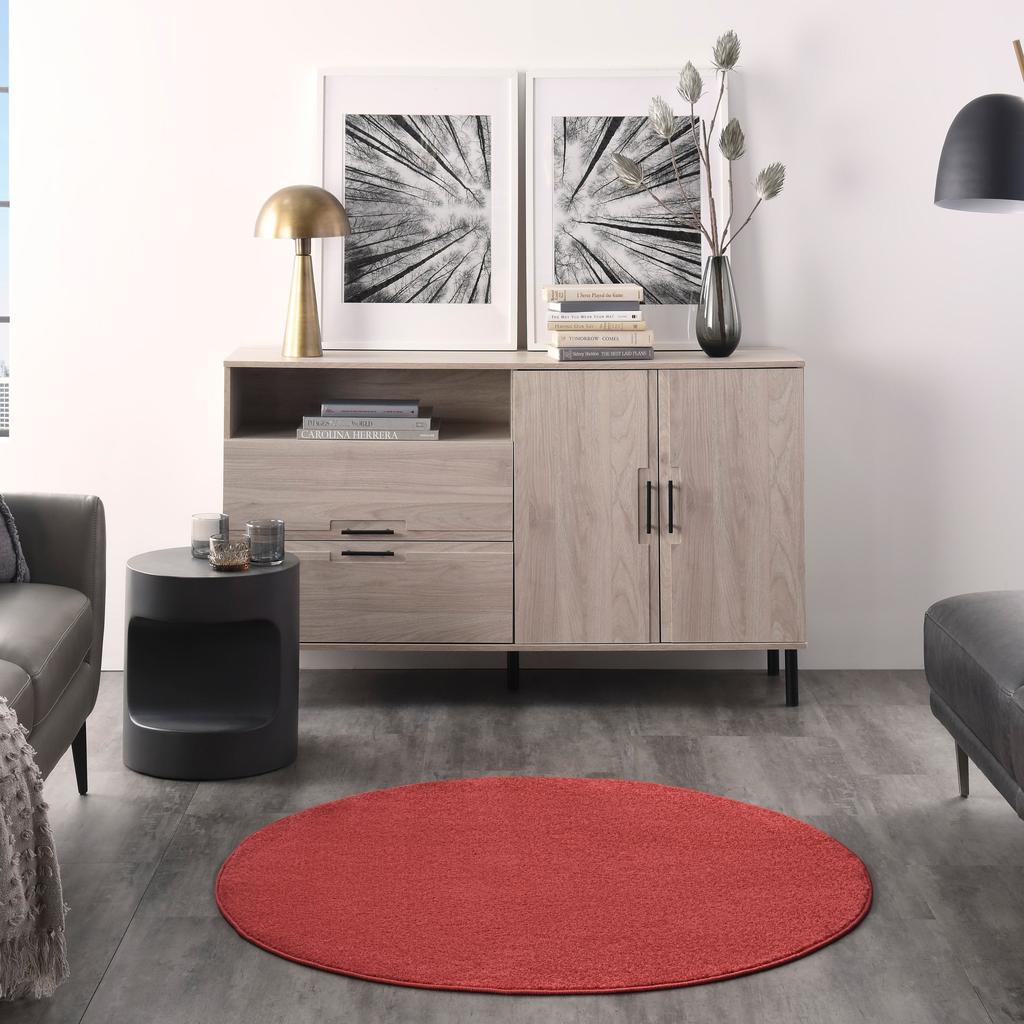 Nourison Home Nourison Essentials NRE01 Brick Red Indoor/Outdoor Round Area Rug - Outdoor Power Loomed Machine Made Low Pile