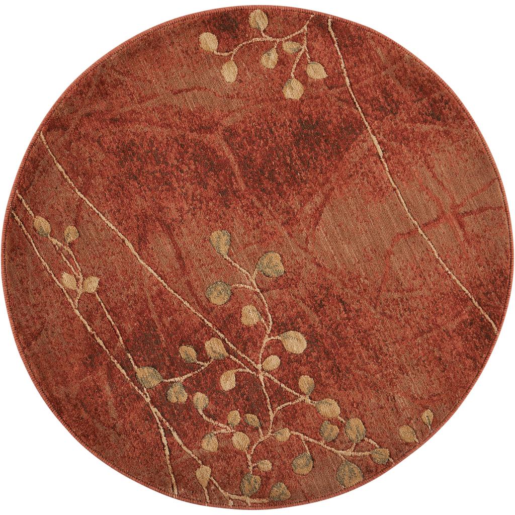 Nourison Home Somerset ST74 Red Flame Indoor Round Area Rug - Rustic Power Loomed Machine Made Medium Pile