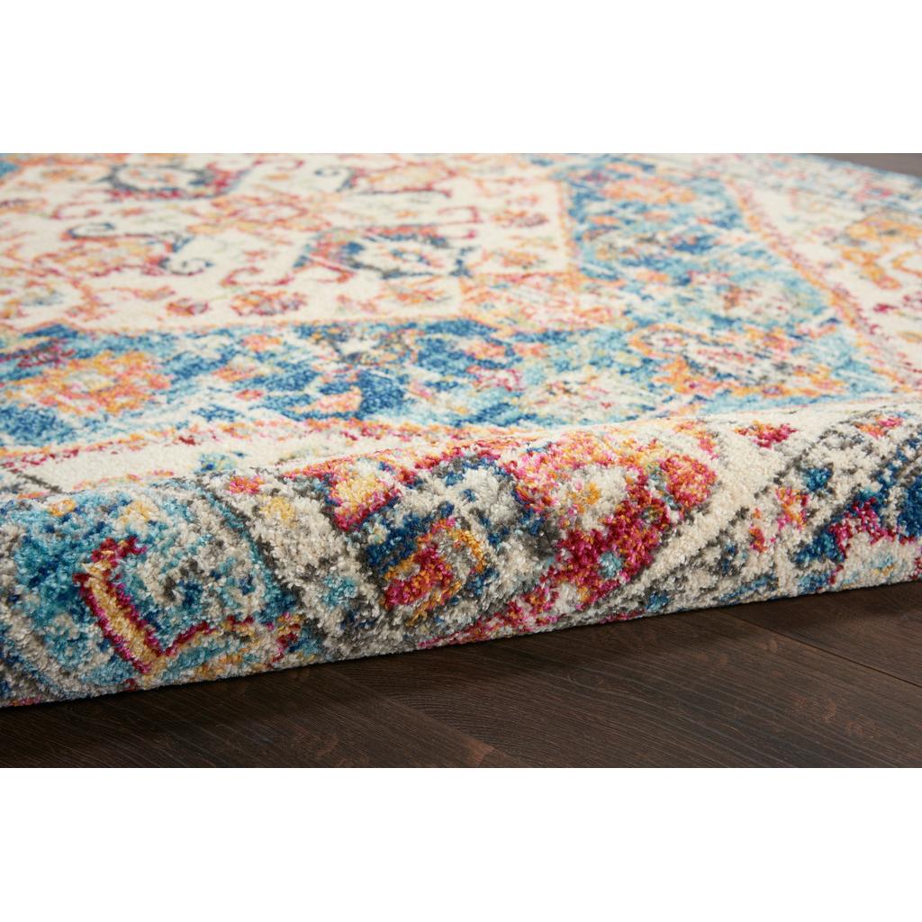 Nourison Home Passion PSN23 Ivory Light Blue Indoor Round Area Rug - Bohemian Power Loomed Machine Made Medium Pile