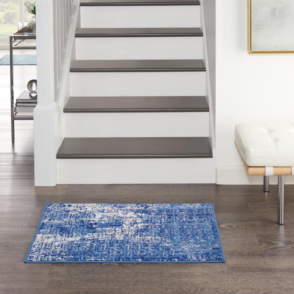 Nourison Home Whimsicle WHS08 Blue Ivory Indoor Rectangle Area Rug - Modern Power Loomed Machine Made Low Pile