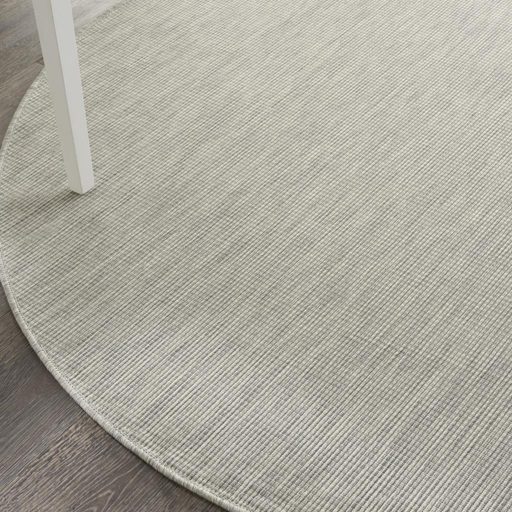 Nourison Home Positano POS01 Light Grey Indoor/Outdoor Round Area Rug - Modern Power Loomed Machine Made Low Pile