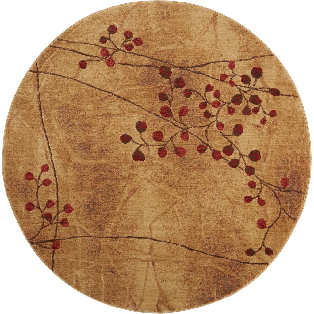 Nourison Home Somerset ST74 Brown Latte Indoor Round Area Rug - Rustic Power Loomed Machine Made Medium Pile