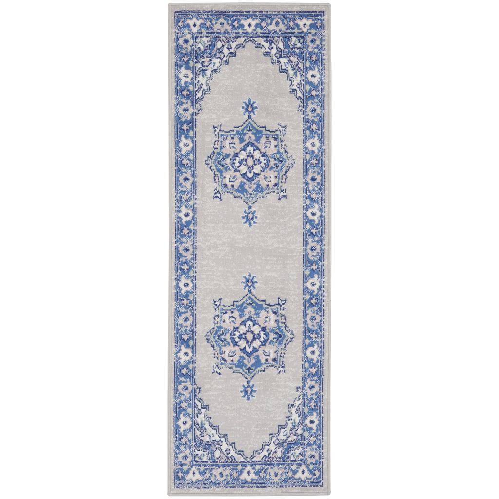 Nourison Home Whimsicle WHS03 Grey Blue Indoor Runner - Farmhouse Power Loomed Machine Made Low Pile
