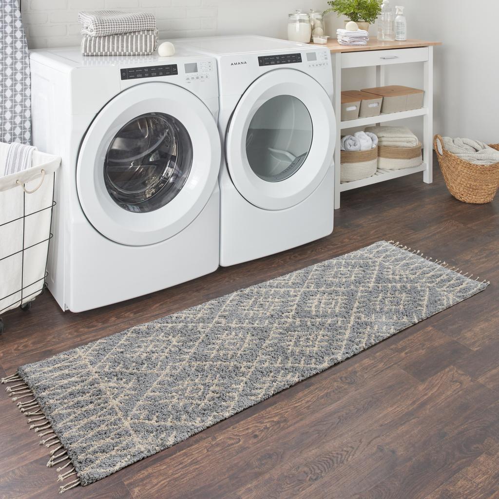 Nourison Home Native Art NTV12 Grey Indoor Runner - Bohemian Hand Tufted Handmade Medium Pile