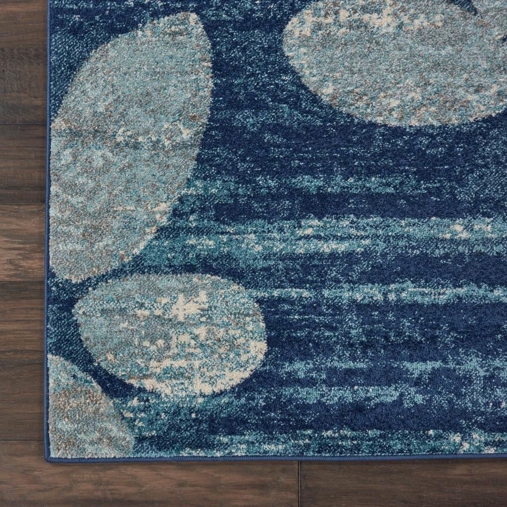 Nourison Home Tranquil TRA01 Navy Light Blue Navy/Light Blue Indoor Runner - Farmhouse Power Loomed Machine Made Medium Pile