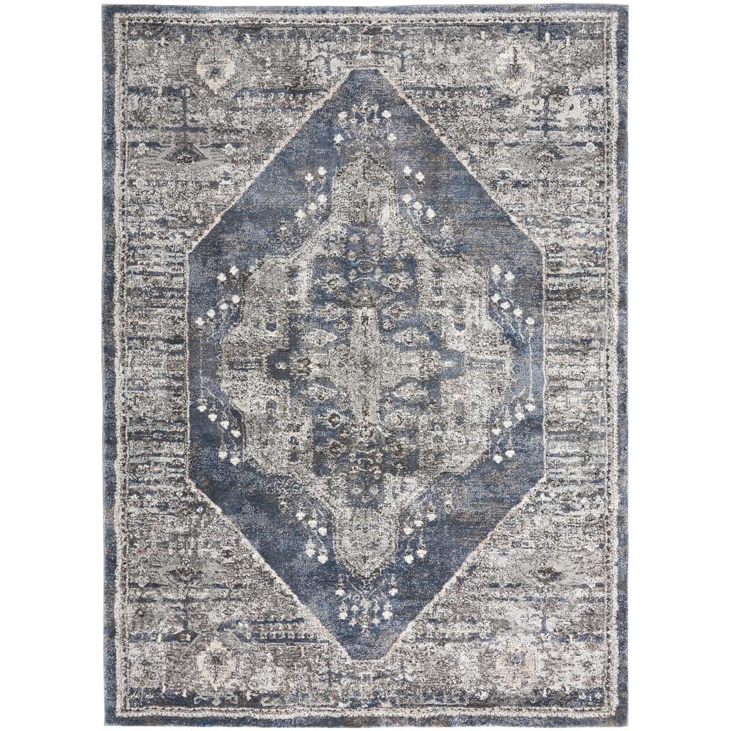 Nourison Home American Manor AMR02 Blue Indoor Rectangle Area Rug - Farmhouse Power Loomed Machine Made Medium Pile