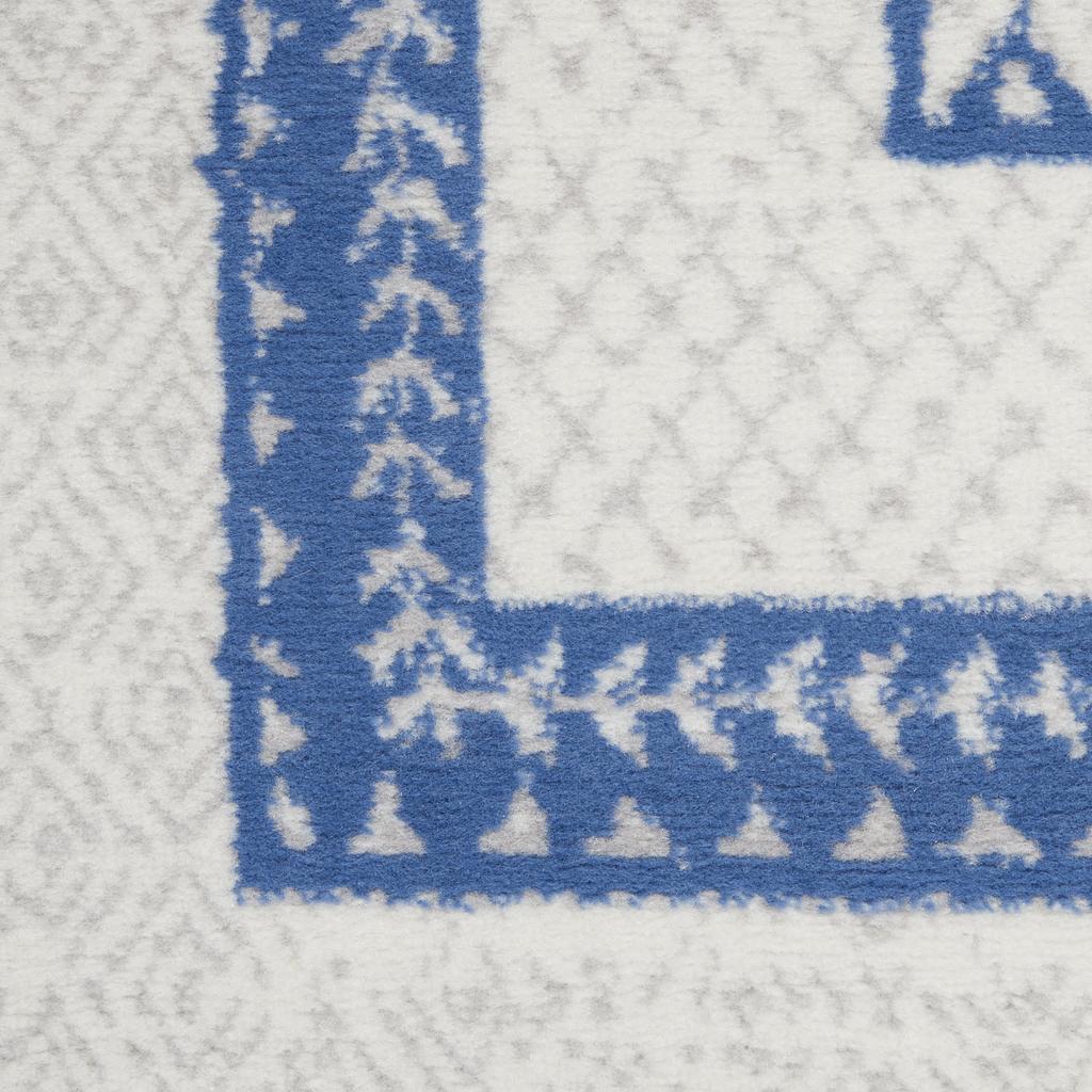Nourison Home Whimsicle WHS13 Ivory Blue Indoor Rectangle Area Rug - Farmhouse Power Loomed Machine Made Low Pile