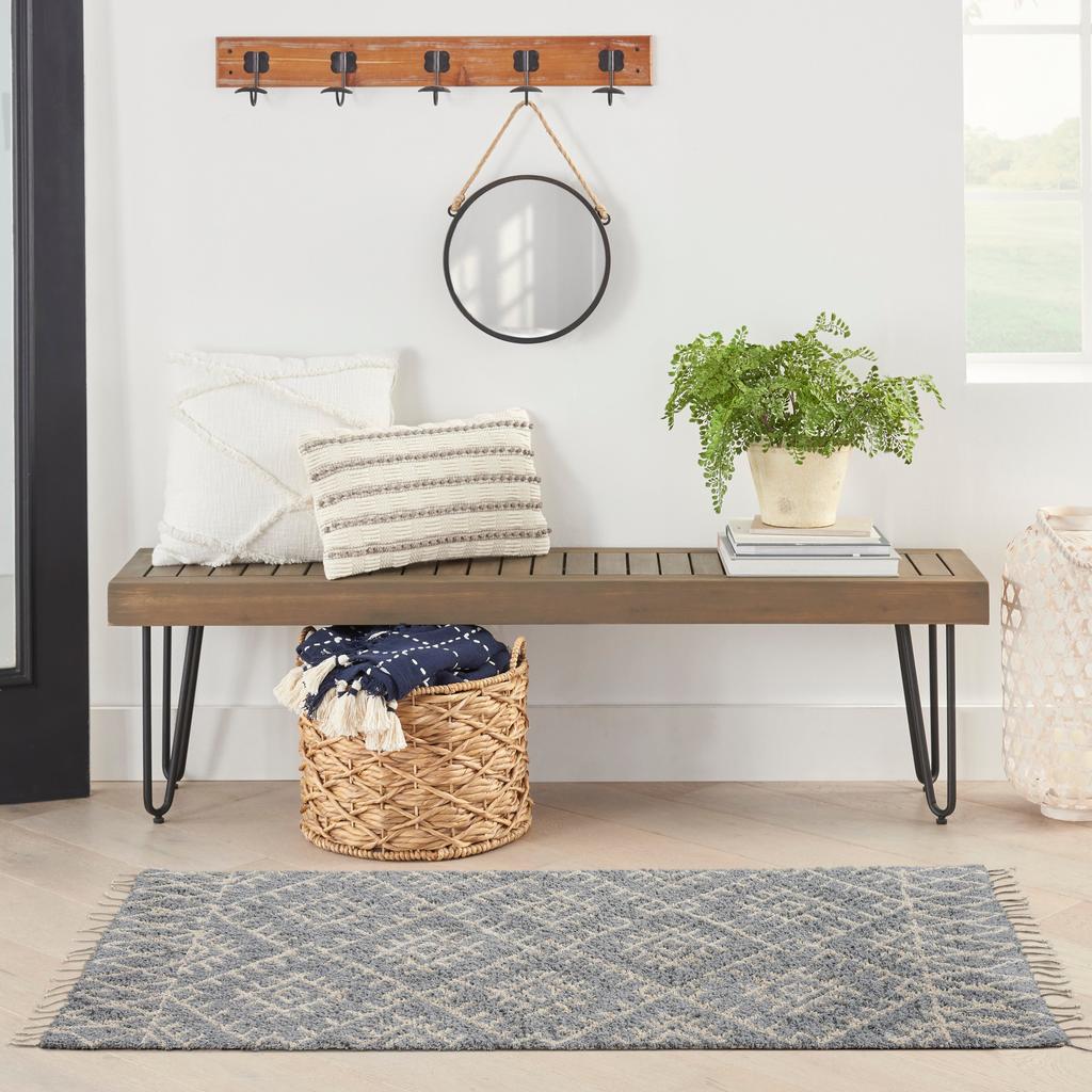 Nourison Home Native Art NTV12 Grey Indoor Runner - Bohemian Hand Tufted Handmade Medium Pile