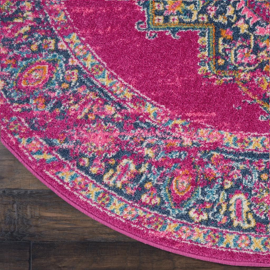 Nourison Home Passion PSN03 Pink Fuchsia Indoor Round Area Rug - Bohemian Power Loomed Machine Made Medium Pile