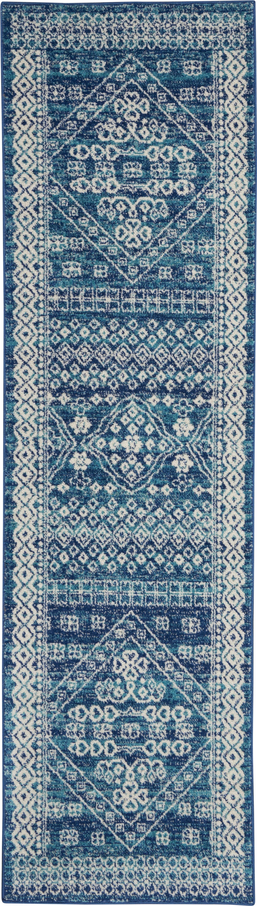 Nourison Home Passion PSN27 Navy Blue Indoor Runner - Bohemian Power Loomed Machine Made Medium Pile