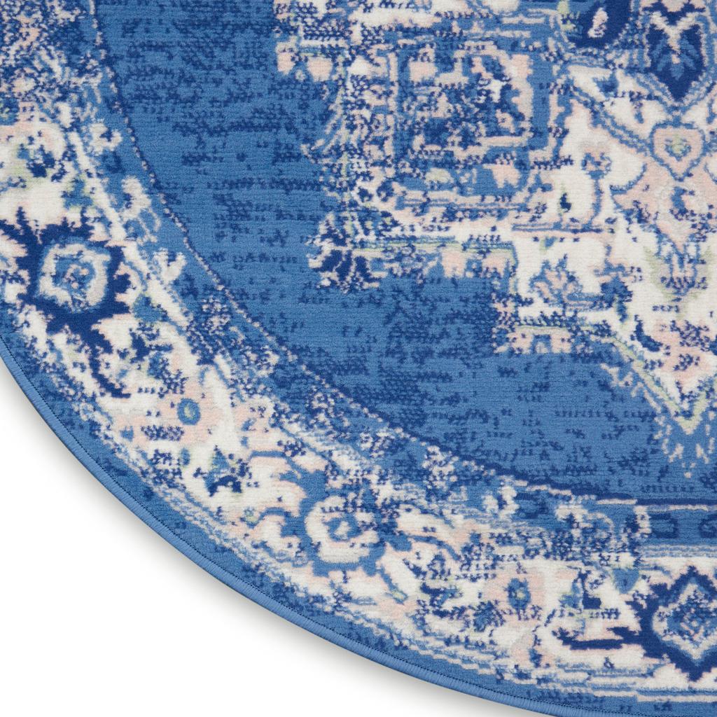 Nourison Home Whimsicle WHS03 Navy Indoor Round Area Rug - Farmhouse Power Loomed Machine Made Low Pile