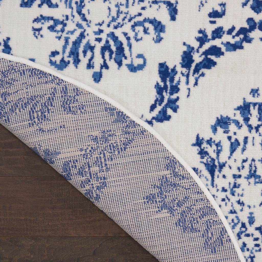 Nourison Home Whimsicle WHS01 Ivory Navy Indoor Round Area Rug - Farmhouse Power Loomed Machine Made Low Pile