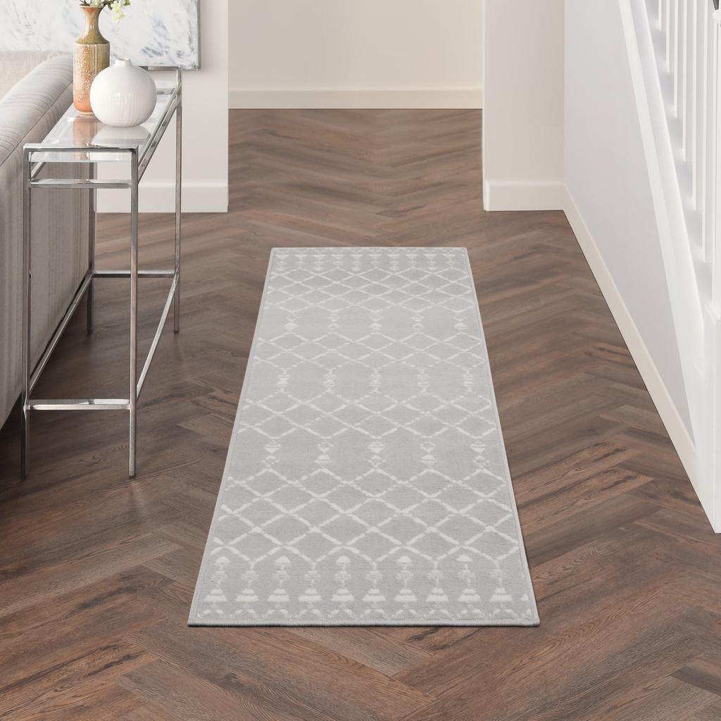 Nourison Home Whimsicle WHS02 Grey Indoor Runner - Bohemian Power Loomed Machine Made Low Pile
