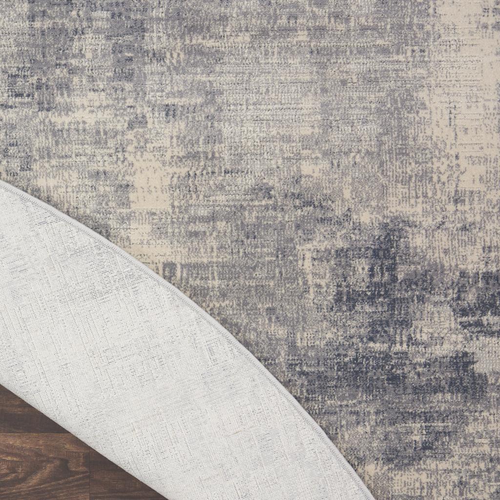 Nourison Home Rustic Textures RUS02 Slate Blue and Ivory Blue Ivory Indoor Round Area Rug - Modern Power Loomed Machine Made Medium Pile