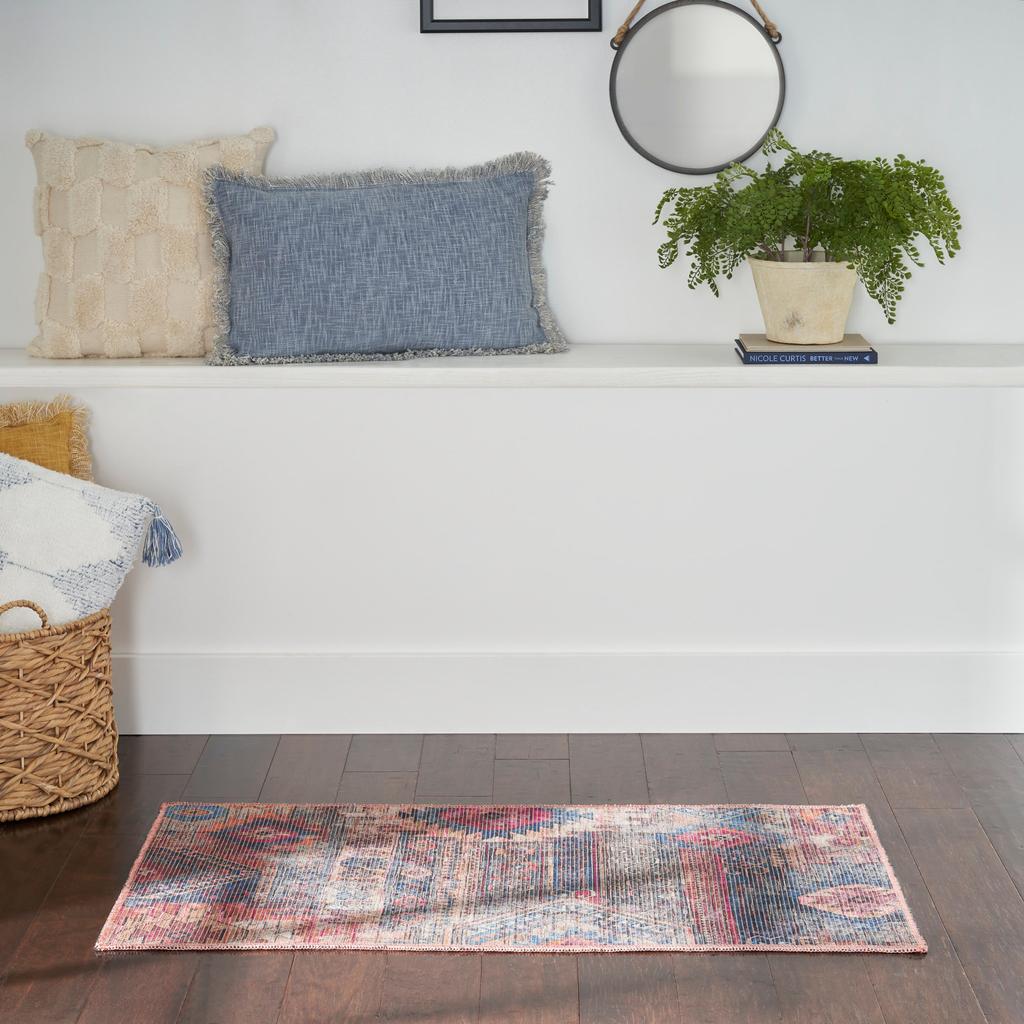 Nourison Home New Concept Washables SR106 Multicolor Indoor Rectangle Area Rug - Vintage Machine Woven Machine Made Low Pile