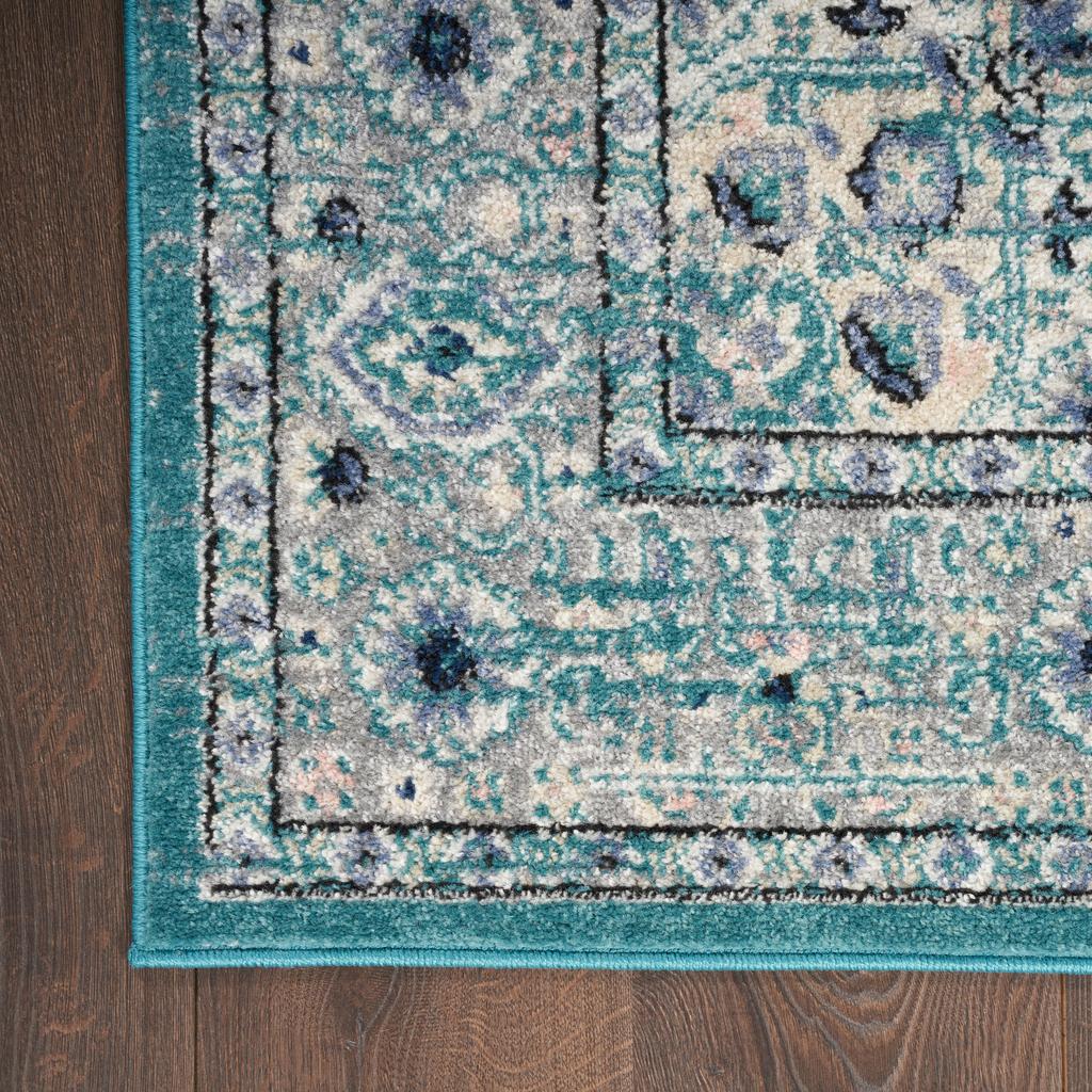 Nourison Home Passion PSN03 Turquoise Grey Indoor Runner - Bohemian Power Loomed Machine Made Medium Pile