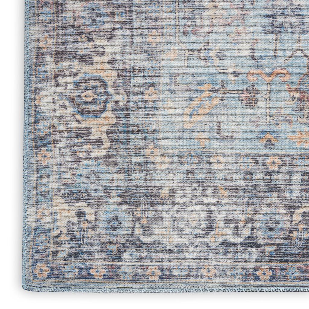 Nourison Home New Concept Washables SR104 Light Grey Blue Indoor Runner - Vintage Machine Woven Machine Made Low Pile