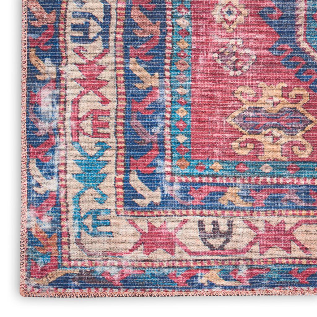 Nourison Home New Concept Washables SR105 Red Navy Indoor Runner - Vintage Machine Woven Machine Made Low Pile