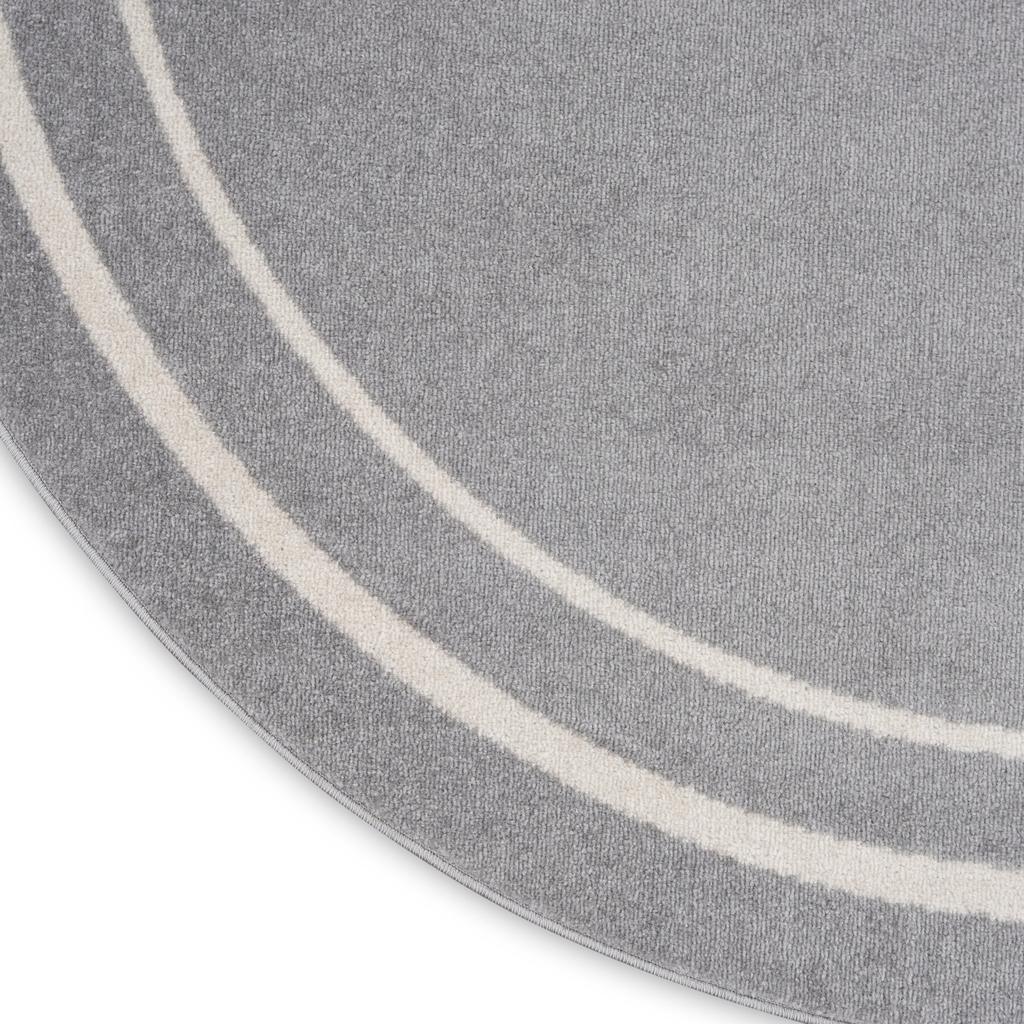 Nourison Home Nourison Essentials NRE02 Grey Ivory Grey/Ivory Indoor/Outdoor Round Area Rug - Contemporary Power Loomed Machine Made Low Pile
