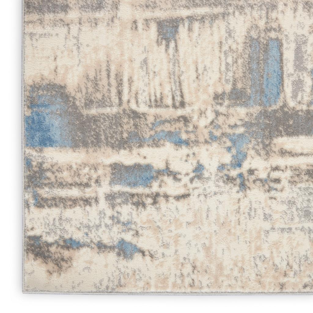 Nourison Home Solace SLA07 Ivory Grey Blue Ivory/Grey/Blue Indoor Runner - Modern Power Loomed Machine Made Low Pile