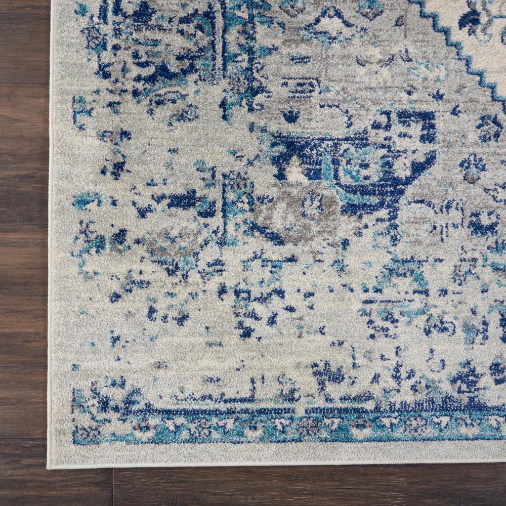 Nourison Home Tranquil TRA06 Navy Blue and White Ivory/Light Blue Indoor Rectangle Area Rug - Vintage Power Loomed Machine Made Medium Pile