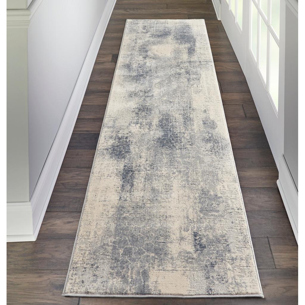 Nourison Home Rustic Textures RUS02 Blue Ivory Indoor Runner - Modern Power Loomed Machine Made Medium Pile