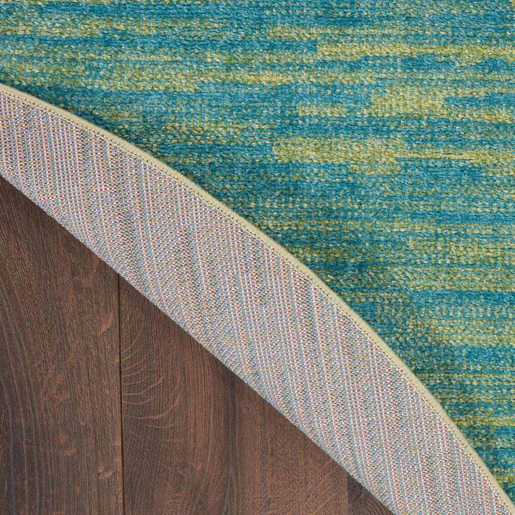 Nourison Home Nourison Essentials NRE01 Blue Green Indoor/Outdoor Round Area Rug - Outdoor Power Loomed Machine Made Low Pile